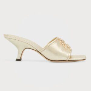 Tory Burch Eleanor Metallic Medallion Mule Sandal Spark Gold Metallic Mule NWT